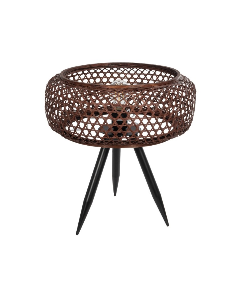 GLOBOSTAR® ZORION 999-0040 Vintage Επιτραπέζιο Φωτιστικό Πορτατίφ με Ντουί 1 x E27 AC 220-240V IP20 - Καφέ & Μαύρο - Μ40 x Π40 x Υ43.5cm